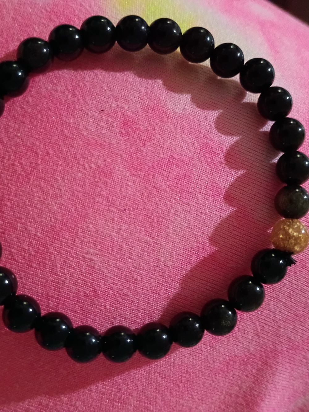 Black Obsidian Bracelet with Gold Accent - Women Jewelry